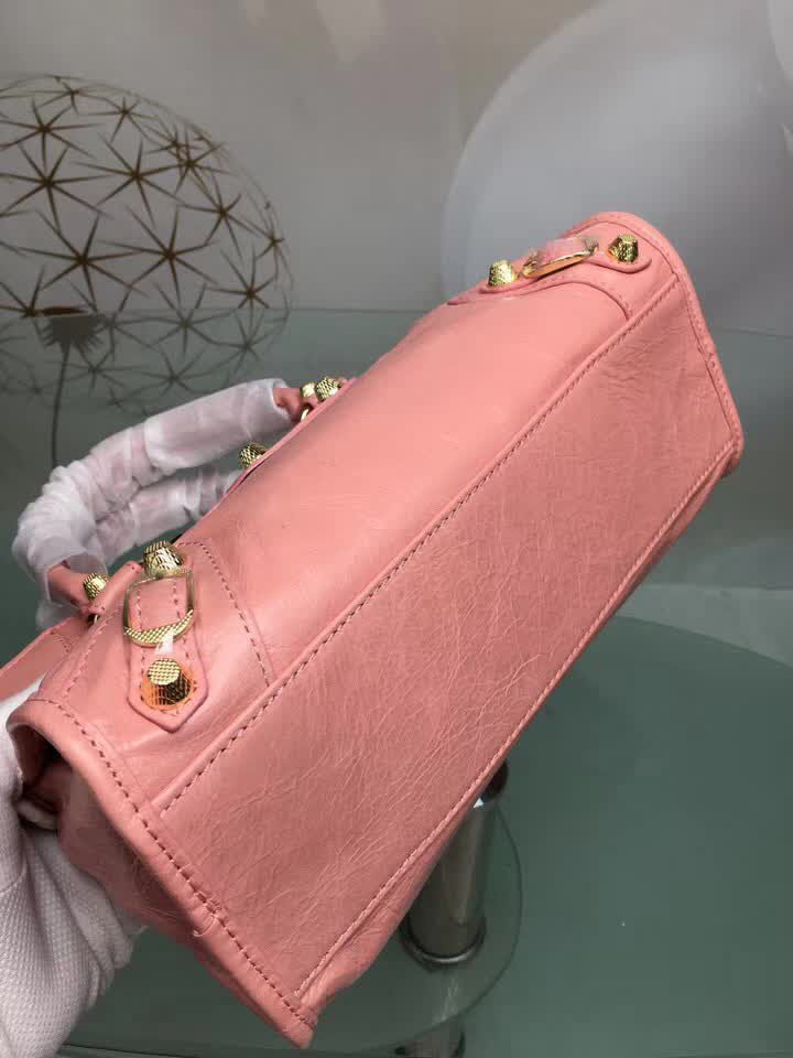 BALENCIAG巴黎世家 義大利進口 原版油蠟頭層牛皮 香皮小銀釘 時尚百搭 手提肩背斜挎包  BL1576